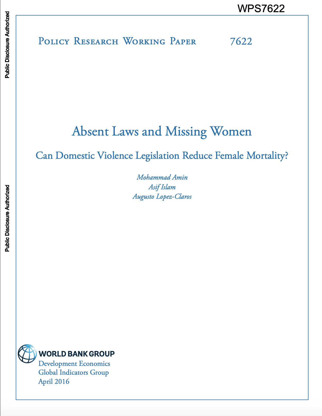 Absent Laws And Missing Women: Can Domestic Violence Legislation Reduce Female Mortality?